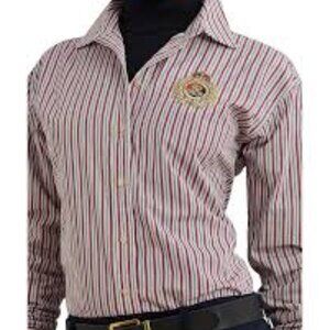 Lauren Ralph Kotta Striped Relaxed Fit Embroidered Logo Shirt Preppy NWT M